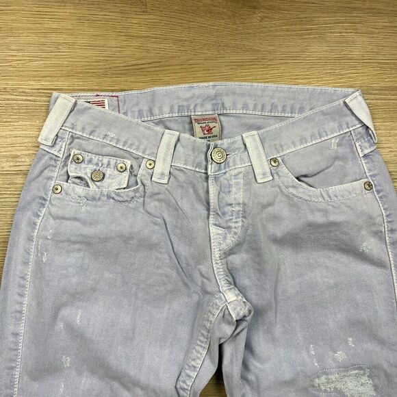 True Religion Jeans Womens 26 Blue Cameron Distressed Straight - Picture 2 of 12